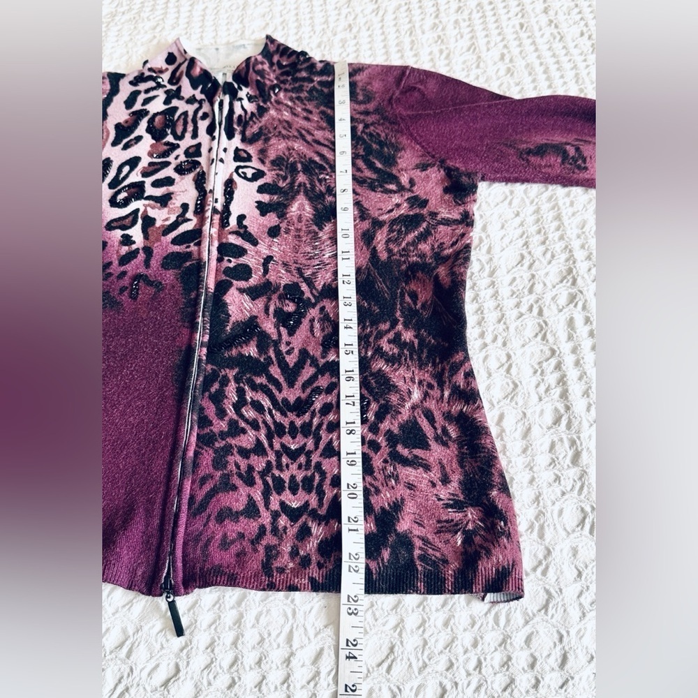 Alberto Mikali Full Zip Sweater Purple Black Embellished Women’s Large - Picture 12 of 14